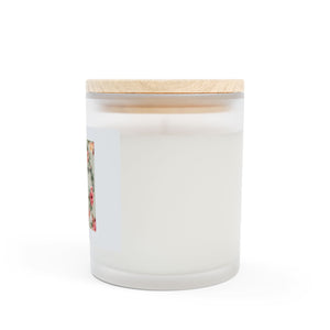 Scented Frosted Glass Candle "BeauTEAful" - Oakmoss & Amber =Calmness & Ambience, 11oz. Made in USA