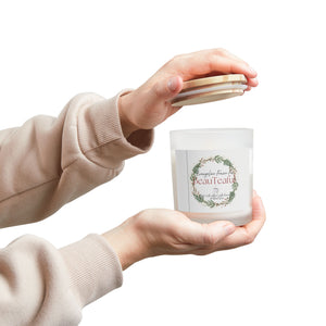 BeauTeaful 11oz Frosted Glass Candle - "Evangeline, The First Christmas Tree." Fresh Frazer Fir non- toxic
