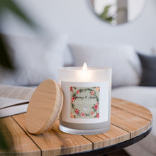 Scented Frosted Glass Candle "BeauTEAful" - Oakmoss & Amber =Calmness & Ambience, 11oz. Made in USA