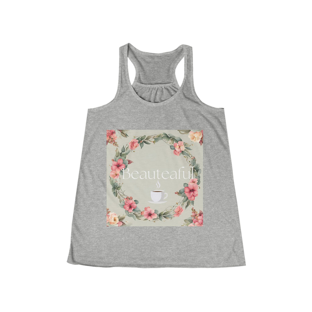 'Beauteaful' Floral Racerback Tank for Women - Perfect for Relaxing Days and Special Occasions