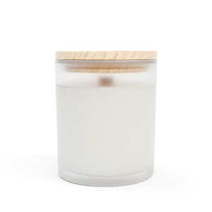 Frosted Glass Candle "BeauTEAful" - Cinnamon Chai Aromatic, clean, claming glow candle. Eco friendly. Made in USA.
